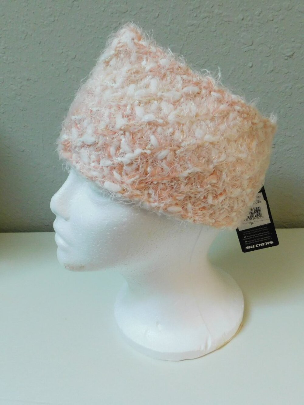 SKECHERS Pink/White Soft Headwrap Metallic Threading One Size